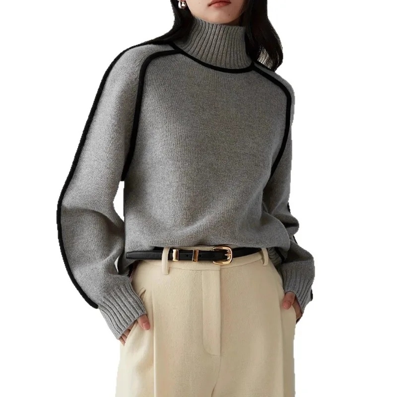 

2026 Fashion Loose Knitted Sweater Women's Turtleneck Pullover Autumn Winter Long-sleeve Casual Tops Lady Lazy-style Sweaters