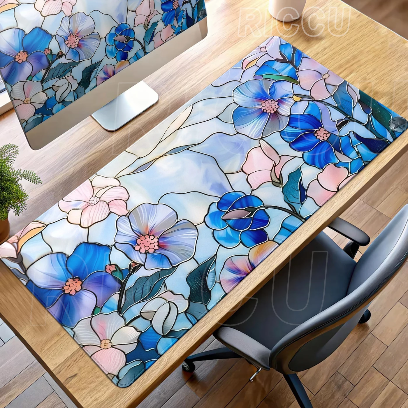 

Colored Glass Art Flower Mouse Pad Office Large Mousepad Laptop XXL Desk Mat PC Cabinet Tablemat Extended Mats Desks accessories