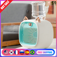 1200mAh Desk Misting Fan USB Rechargeable Water Cooling Fan Adjustable Grid Desktop Air Cooler Replaceable Water Tank Indoor Use