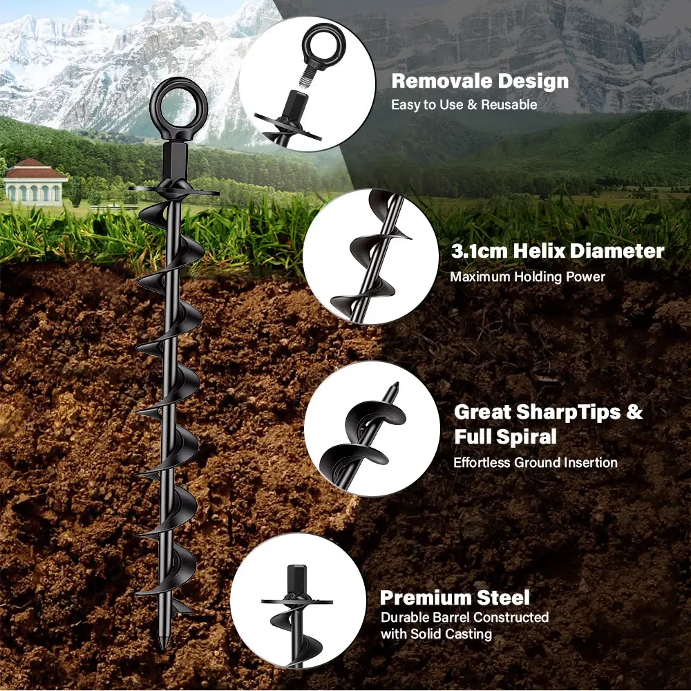 Single Blade Earth Auger Drill Bit Post Hole Digger Ground Digging Tool For Garden Planting Trampoline Tent Swing Set