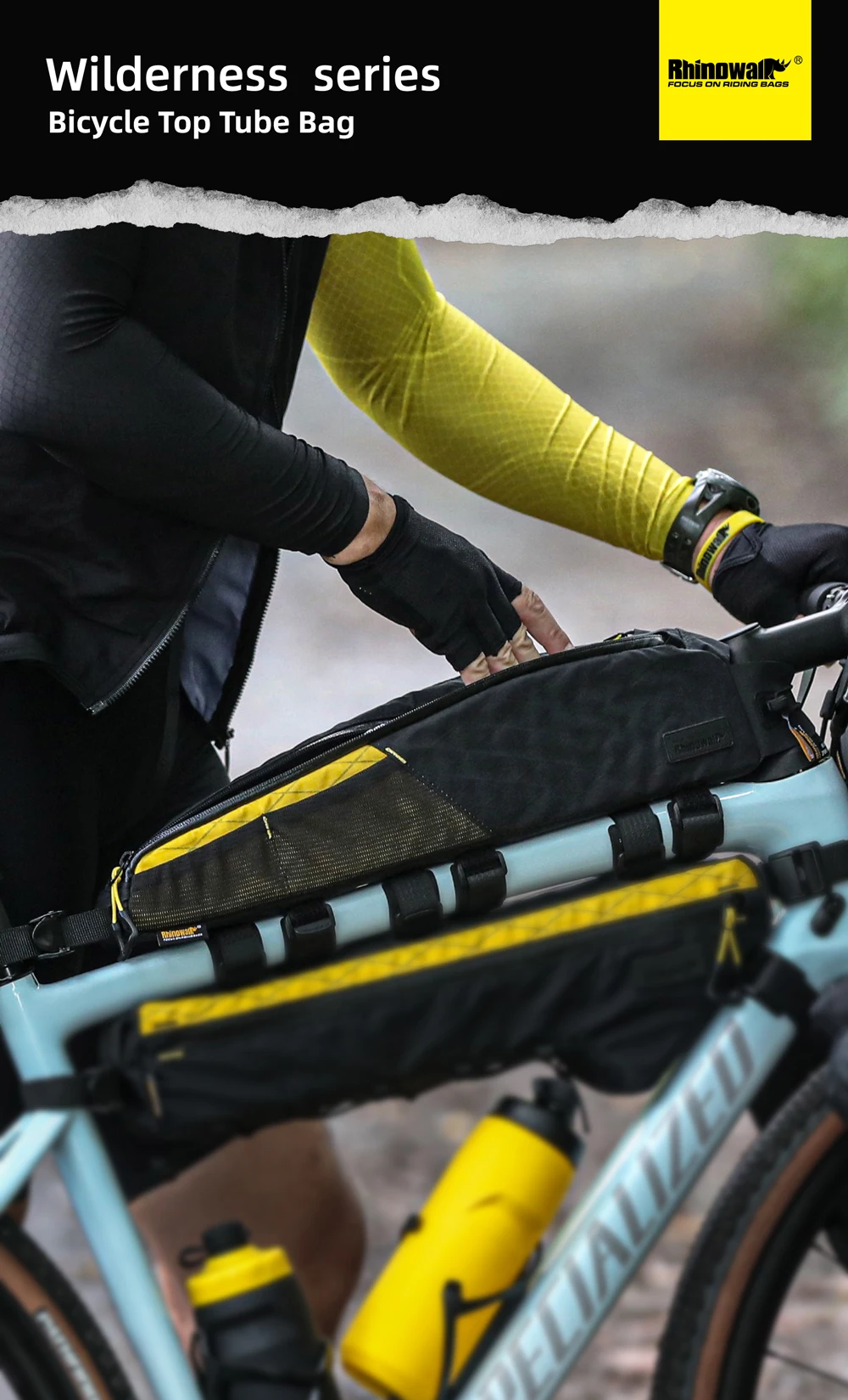 Rhinowalk Fahrrad-Frontrahmentasche, 1,2 l/2,1 l, wasserabweisende Fahrradaufbewahrung, Gepäckverpackung für MTB und Road Fit, größere Rahmenlänge – Detail 22