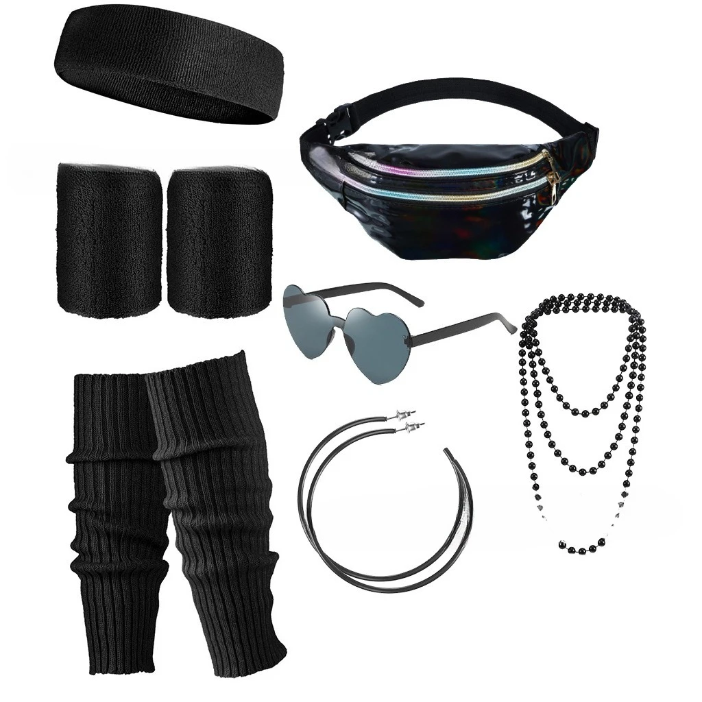 هالوين عيد الميلاد 1980s النيون حزب قلادة عصابة رياضية للرأس غطاء الساق حزمة مراوح مجموعة بالجملة