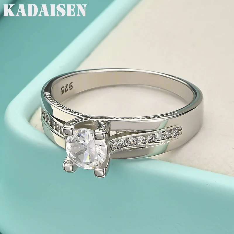 

925 Sterling Silver Shiny Zircon 7-10 # Ring For Women Wedding Party Fashion Charm Jewelry