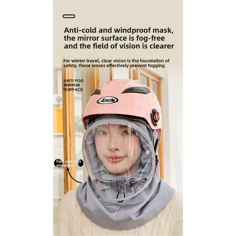Winter Windproof Waterproof Cycling Hat Women Cold Weather Fleece Lined Thermal Cap Integrated Scarf Neck Warmer Ear Flap Face