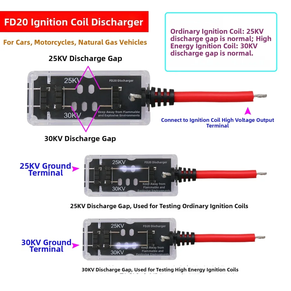 

Garage Testing Black Ignition Coil Tester Ignition Coil Tester Leakage Detector Manual Measurement Deviation 30KV Discharge Gap