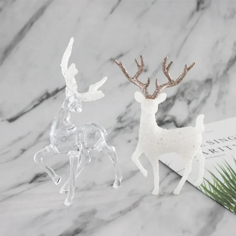 Artificial Simulation Christmas Sika Deer Reindeer Fairy Tale Garden Props Animal Statue Home Elk Shop Display Cabinet Ornaments