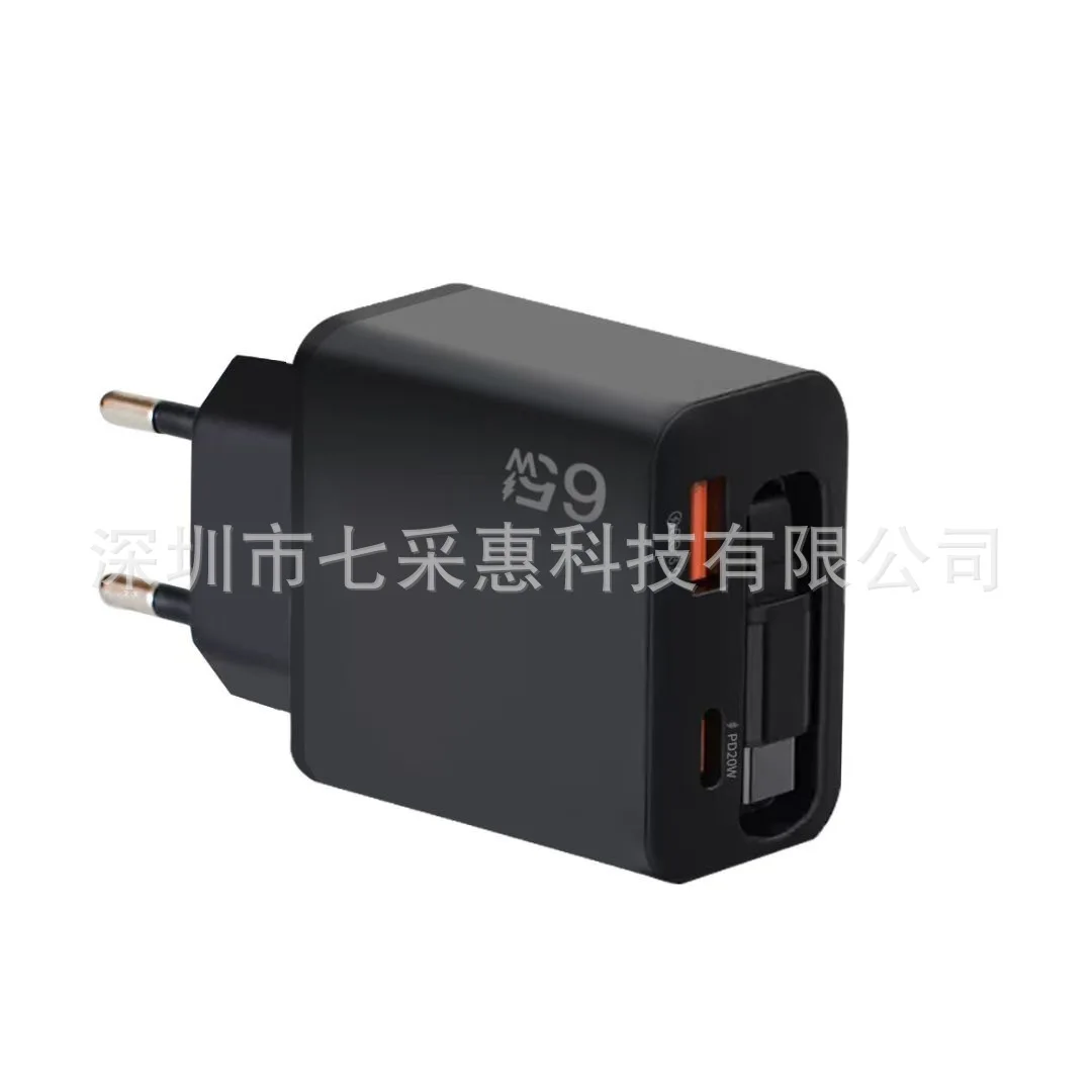 Lenovo 65W GAN-Ladegerät Typ C USB Superschnelles Laden mit einziehbarem USB-C-Kabel für iPhone Samsung unterstützt Multi-Protokoll.