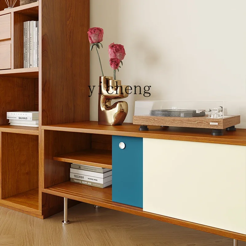 TV Cabinet Medium Antique TV Cabinet Color Matching Living Room Household Storage Cabinet
