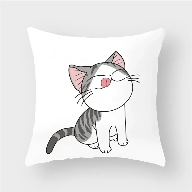 45x45cm Funny Cute Cat Cushion Cover Cartoon Pets Pillows Cases for Sofa Home Decor Pillowcase Polyester Throw Pillow