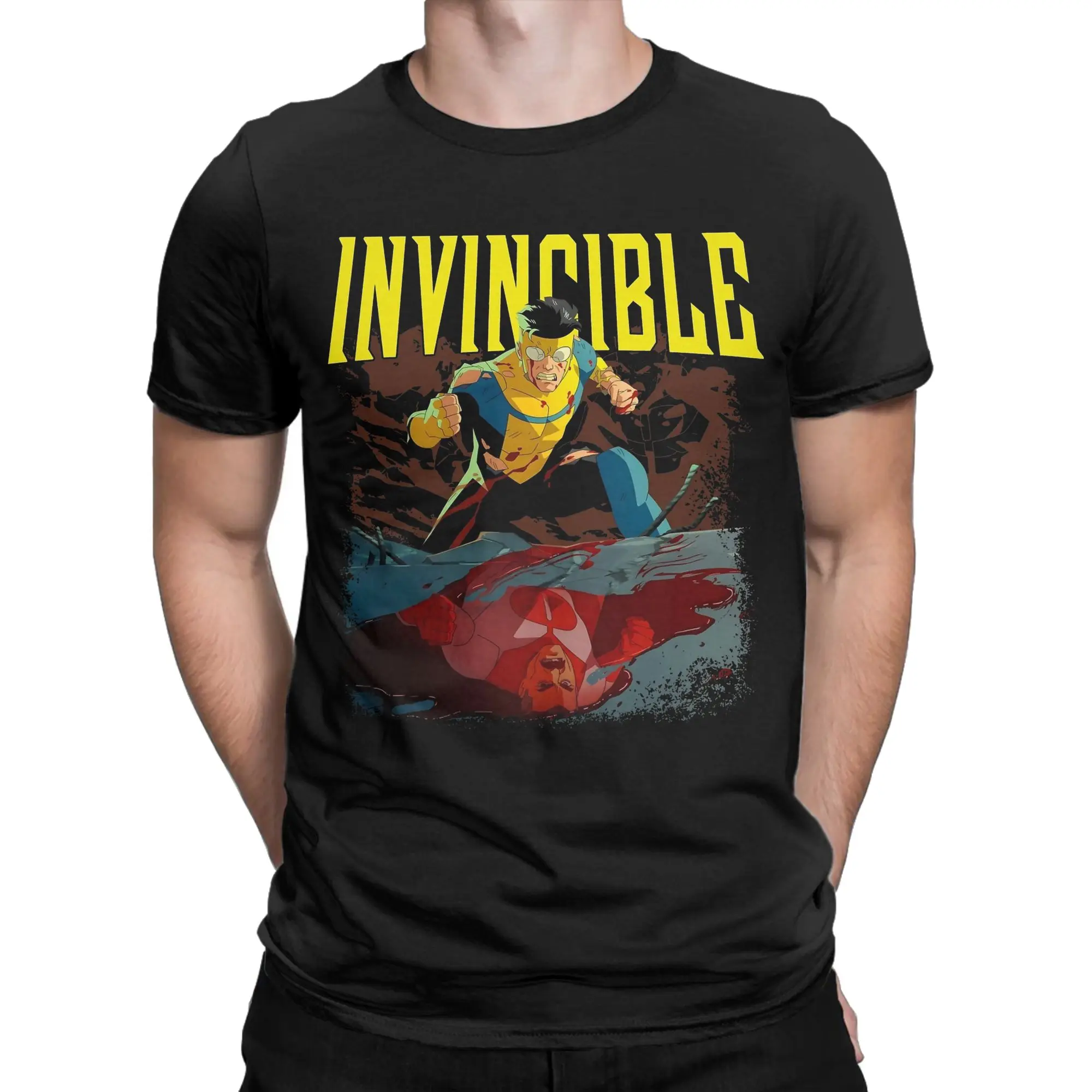 Funny Invincible Mark Grayson Hero T-Shirt Men Crewneck Short Sleeve Top Tee  Cotton Summer TopsTops