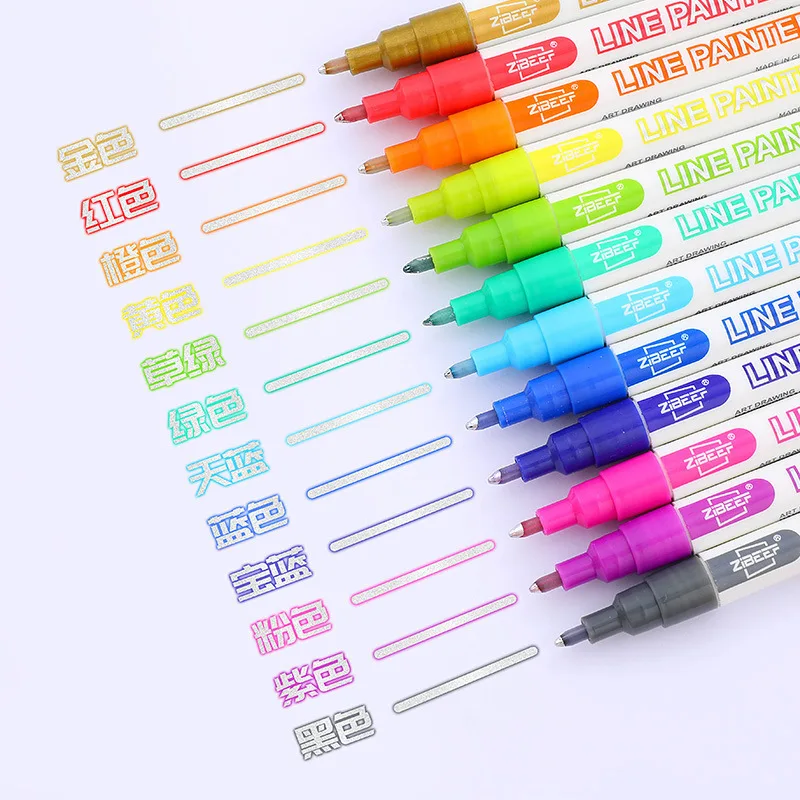 24-color double line outline markers student art drawing highlighter for ceramic greeting cards DIY decorative writing markers