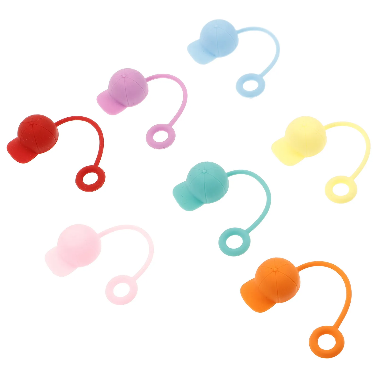 7Pcs Silicone Straw Tip Cover Reusable Straw Topper for Tumblers Spill Proof Clean Interior Protection Bend Resistant Outdoor