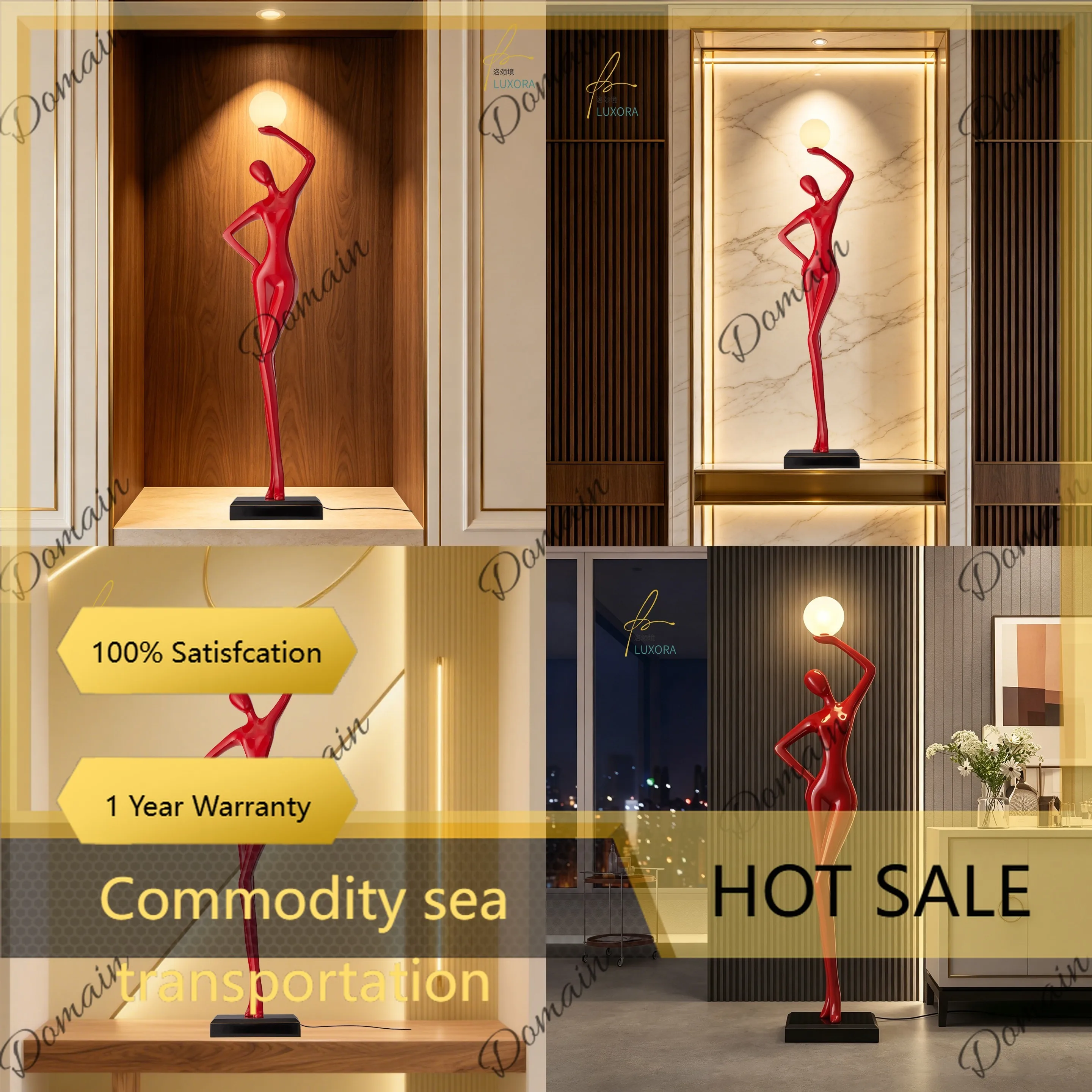 J81 Creative Humanoid Floor Decoration Abstract Art Sculpture Plug-in Light for Living Room Luxury Decor
