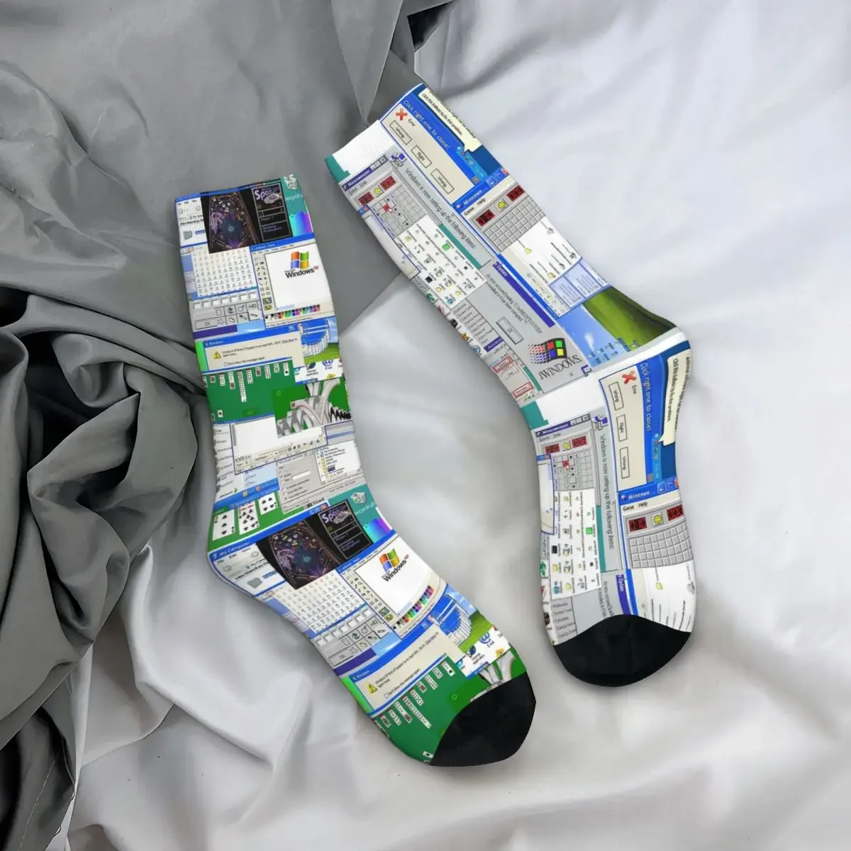 

Носки All Seasons Crew Stockings с изображением Windows XP, модные длинные носки для мужчин и женщин, подарки на День святого Валентина