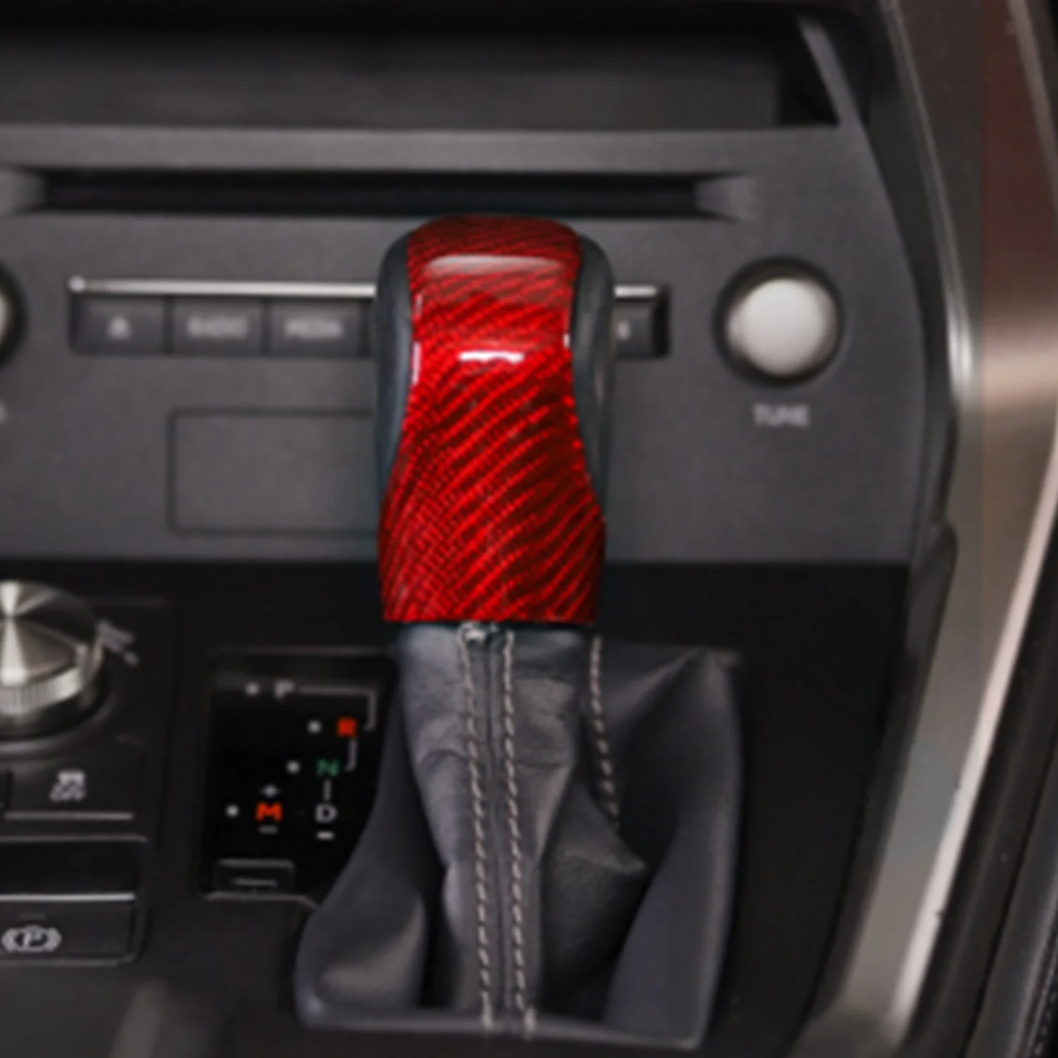 Carbon Fiber Car Gear Shift Knob Cover Trim for Lexus NX NX200T ES 200 RX 450H IS GS(Red)