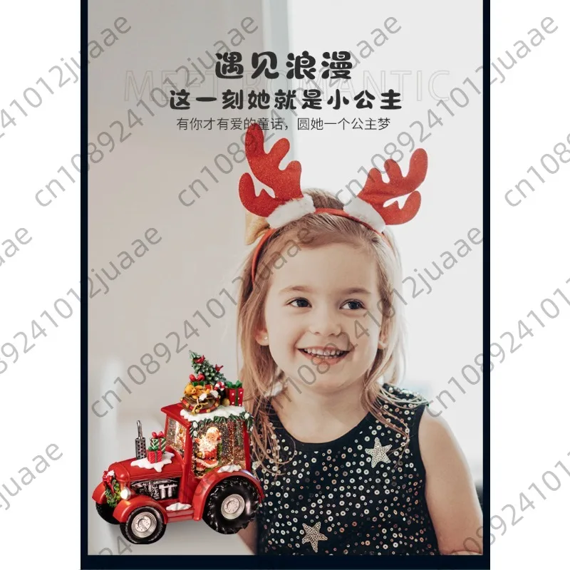 Christmas decoration ornament red truck tree classic car music box snow crystal ball music box
