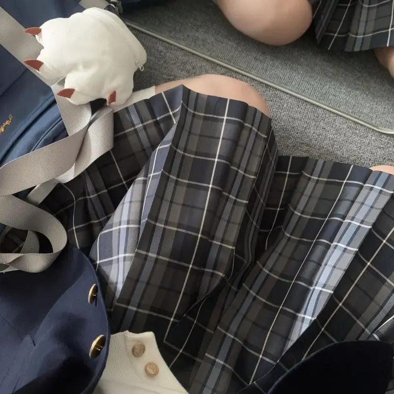

Школьная Униформа NONSAR Jk Kawaii, клетчатая Женская юбка Y2k, трапециевидная плиссированная юбка с высокой талией в японском стиле Харадзюку, черная мини-юбка