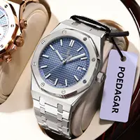 POEDAGAR, reloj Original de lujo para hombre, reloj de pulsera luminoso resistente al agua de acero inoxidable para hombre, relojes de cuarzo de negocios a la moda para hombre