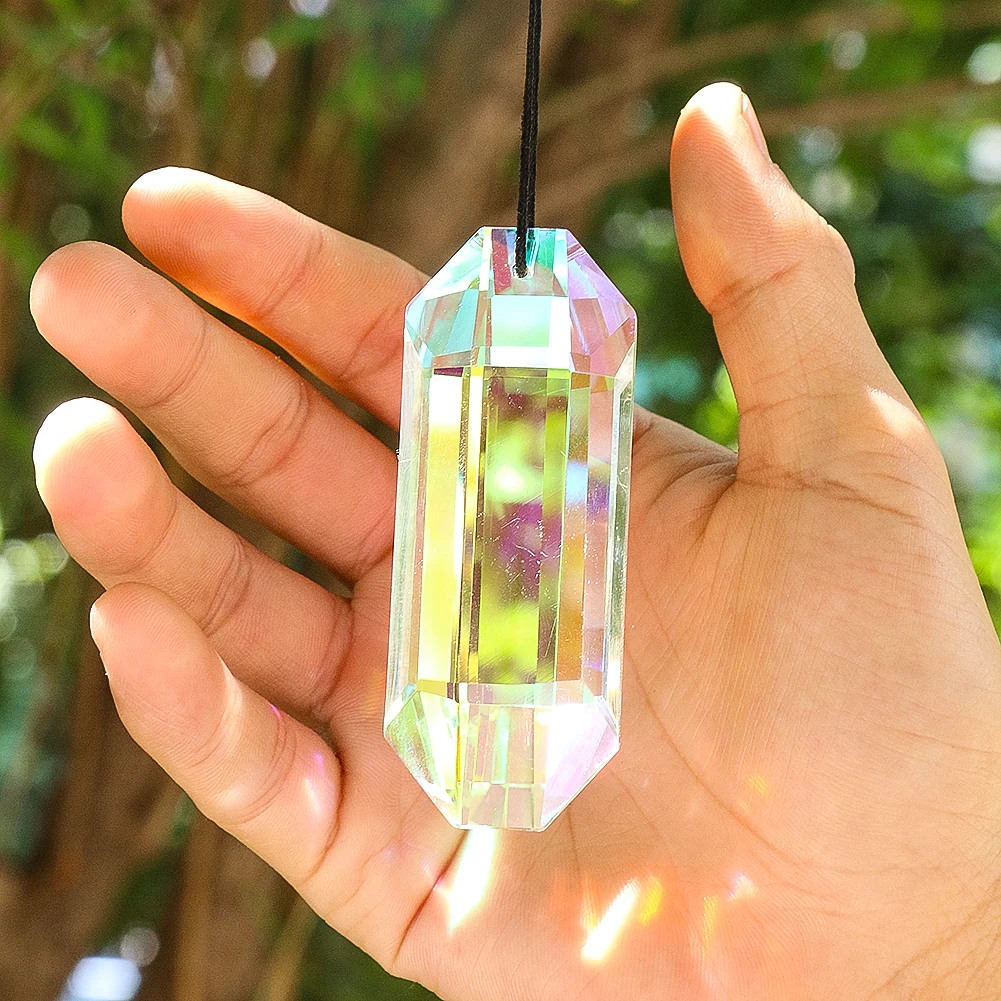 75mm Rainbow Reflection Crystal Suncatcher Faceted Glass Chandelier Prism Replacement Pendant Window Hanging Decor Photo Props