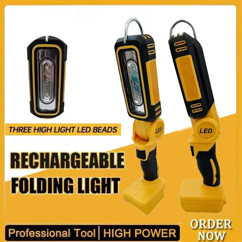 

Подходит для литиевой батареи DEWALT, 90-градусный многофункциональный складной рабочий фонарь, портативный светильник для кемпинга, аварийный фонарик, обслуживание автомобиля