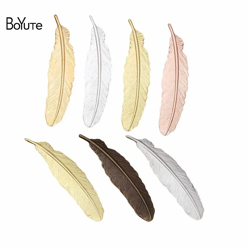 BoYuTe Wholesale (20 Pieces/Lot) 52*12MM Feather Charm Metal Brass Materials DIY Charms for Jewelry Making