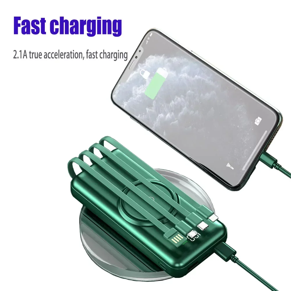 100000mAh Wireless Fast Charging Large Power Bank Large Capacity Sharing Comes With Four-Wire Mobile Power Supply