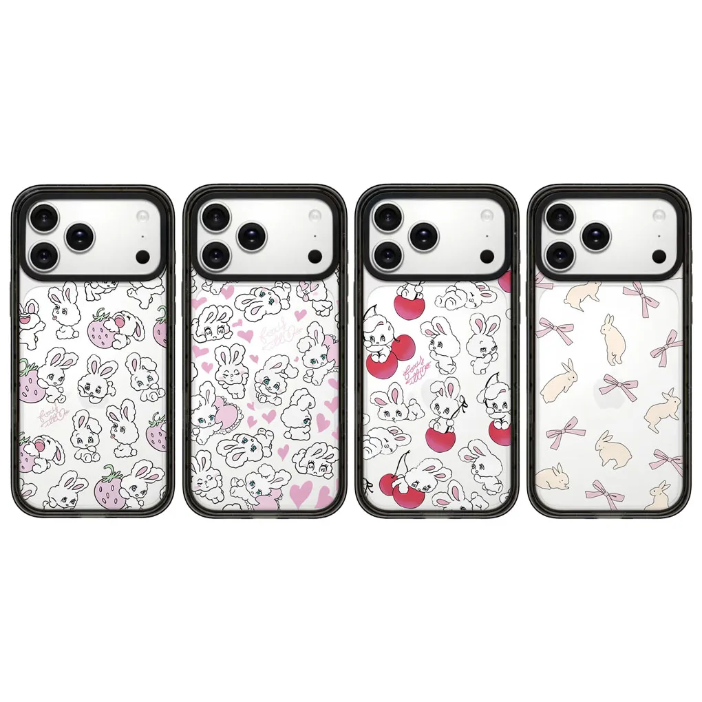 

Strawberry Rabbit 2.0 Acrylic Black Border Magnetic Phone Case Cover for IPhone 12 13 14 15 16 17 Pro Max Case