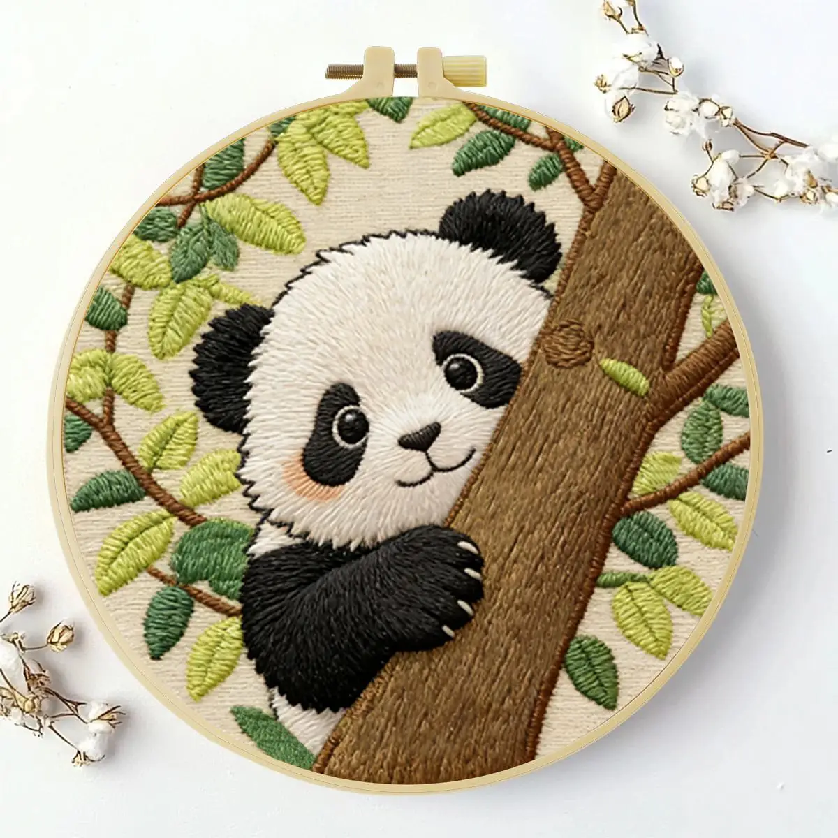 1 Stück 20X20CM/15X15CM 7,87/6,3 Zoll Panda-Stickerei-Starter-Kit DIY-Kit DIY-Stickerei-Set Handarbeiten Malerei Nadelkunst – Detail 3