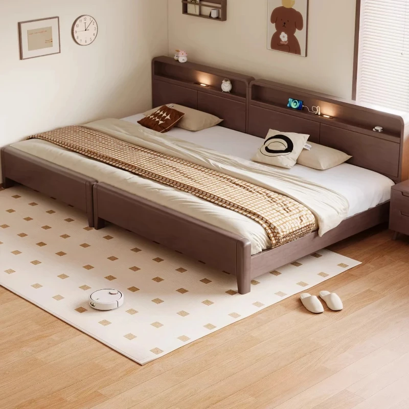 A Solid wood bed 1 meter 2 small apartment small room does not interfere with each other wooden bed