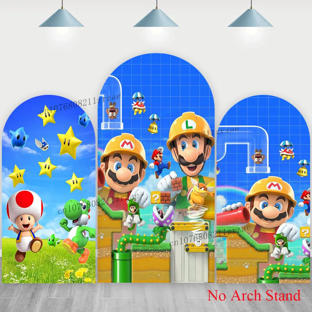 

Super Mario Brothers Arch Backdrop Kids Boys Birthday Party Decoration Doublesides Background Baby Shower Polyester Studio Props