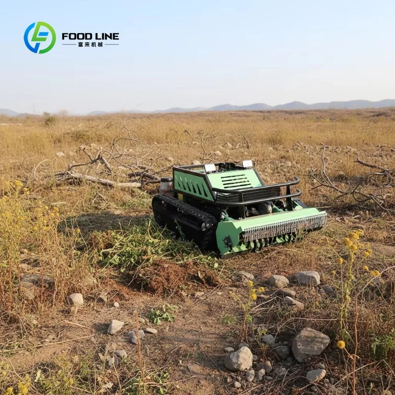 Customized Industrial Automatic Diesel Engine 5000W Multipurpose Remote Control Crawler Lawn Mower 48V+12 for Grass Cutting