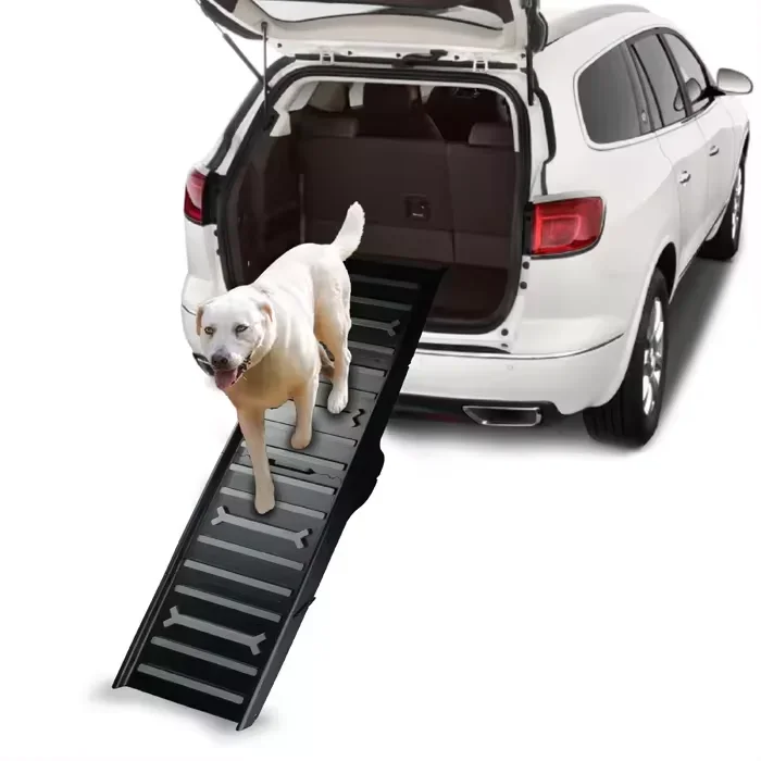 All For Paws Outdoor 4 Fold Design Adjustable Dog Car Ramp Non-Slip Foldable Dog Stairs For Pet Outdoor Travel With Carry Handle