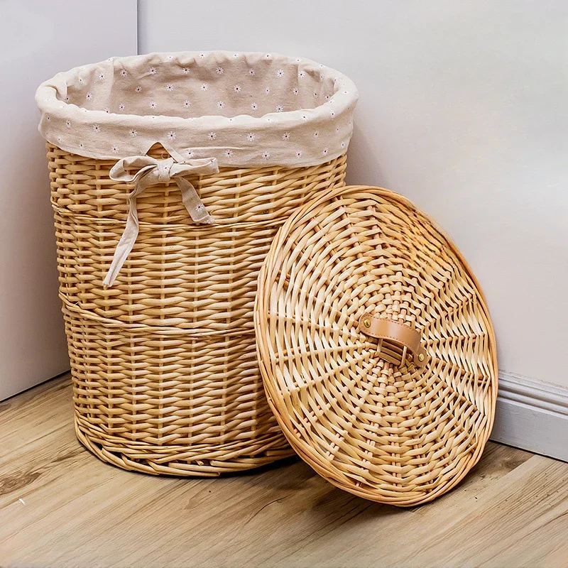 

Dirty Clothes Storage Basket Rattan with Lid Dirty Clothes Basket Debris Storage Medium Large Multi Purpose Storage Basket