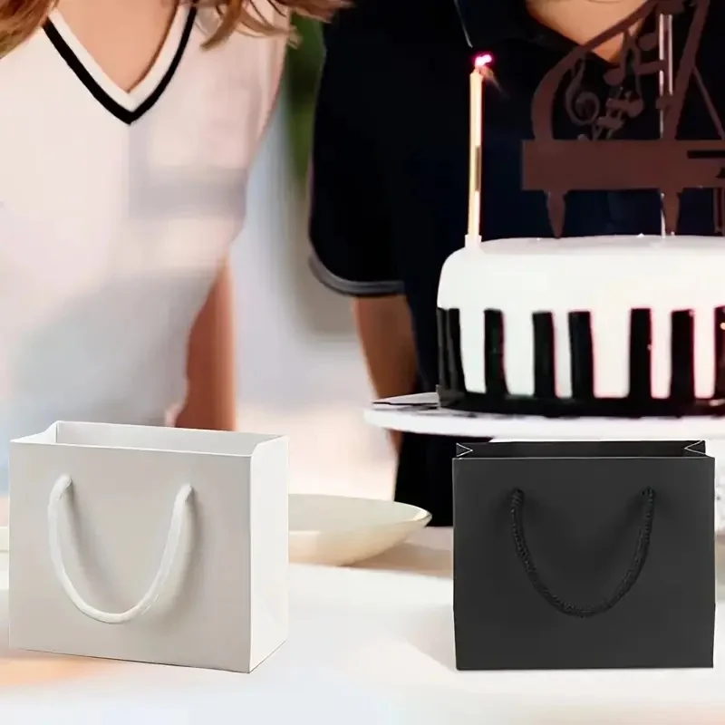 5/10PCS Schwarz Weiß Rosa Farbe Kraft Geschenk Taschen Mit Seil Griffe für Party Geschenk Verpackung Bevorzugung Tasche kleidung Verpackung Geschenk Taschen – Detail 5