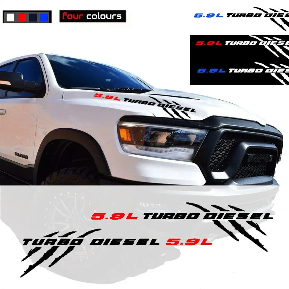 

2Pcs 5.9L Turbo Diesel Hood Claw Graphics Vinyl Decals Car Stickers For Dodge RAM 1500 2500 Accessories