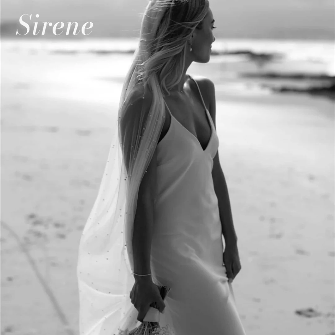 Simple Elegant Wedding Dress For Woman 2024 V-Neck Spaghetti Straps A-Line Beach Bridal Gown Maid-Calf robe de mariée custom