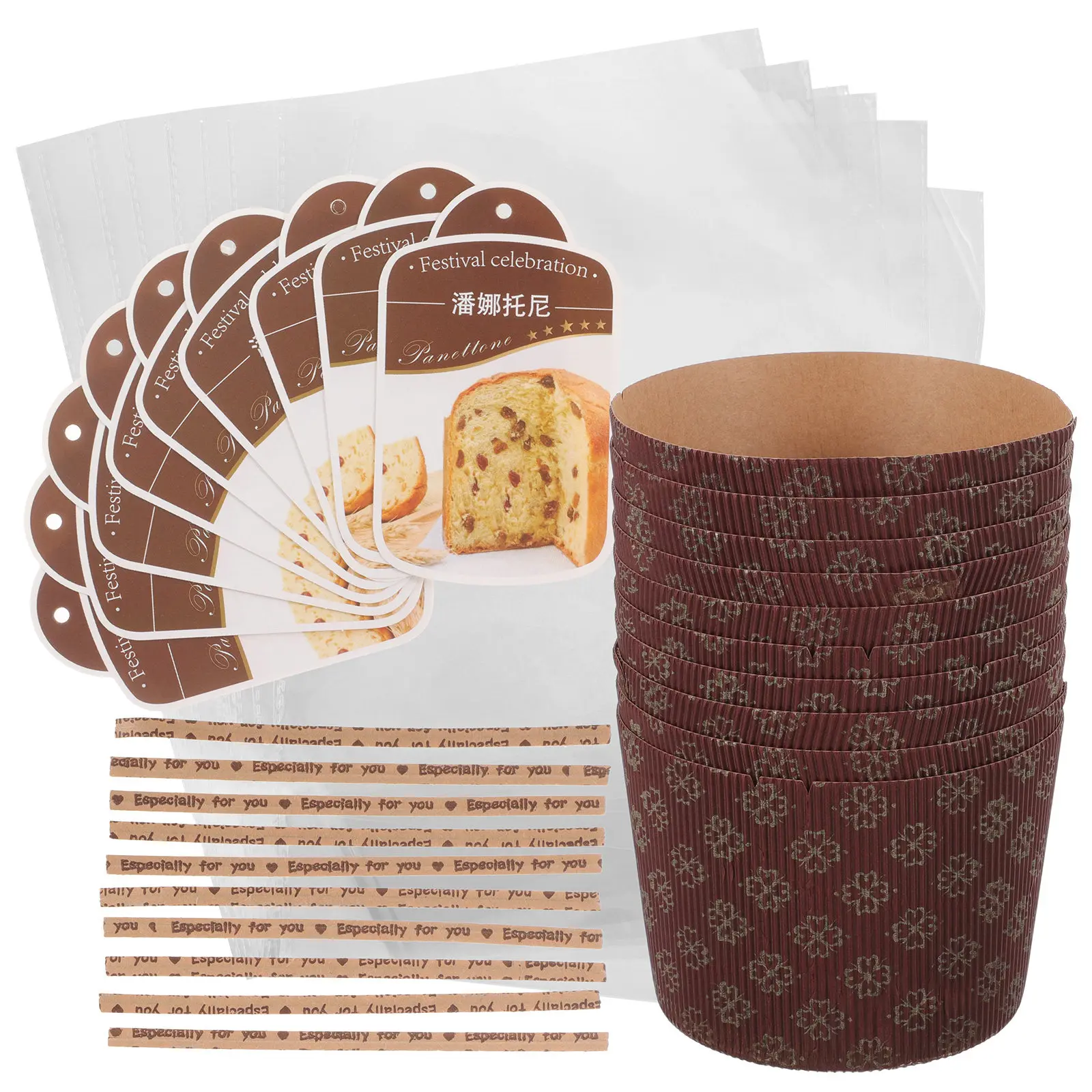 1Set Cupcake Paper Cup Set Colorful Baking Cups Liners for Muffins Cake Party Wedding Packaging Bags Tags Ties