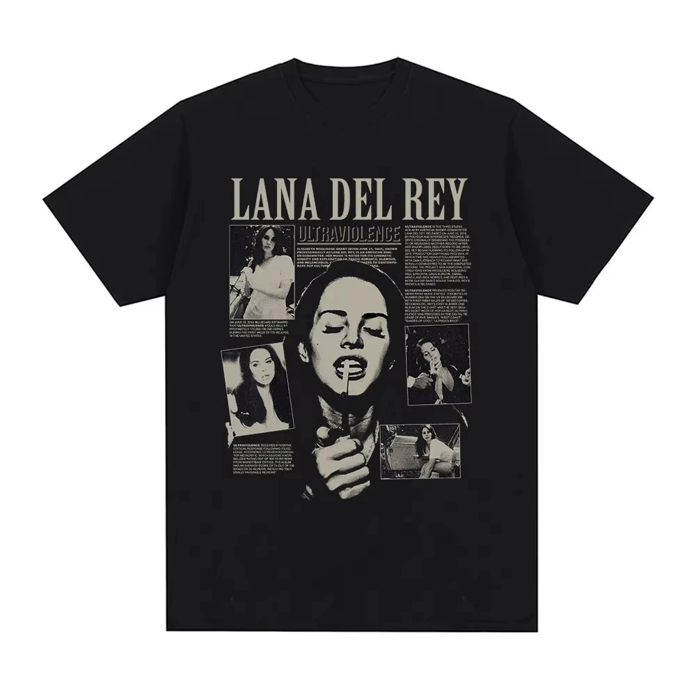 

Singer Lana Del Rey T Shirt Ultraviolence Music Album T-shirt Men Women Hip Hop Vintage Short Sleeve T Shirts Gothic Streetwear