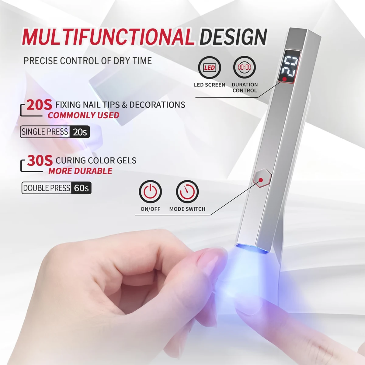 DianaBeauty Mini Handheld UV Led Lamp For Nails Portable Rechargeable Nail Dryer For Curing Gel Polish With Display