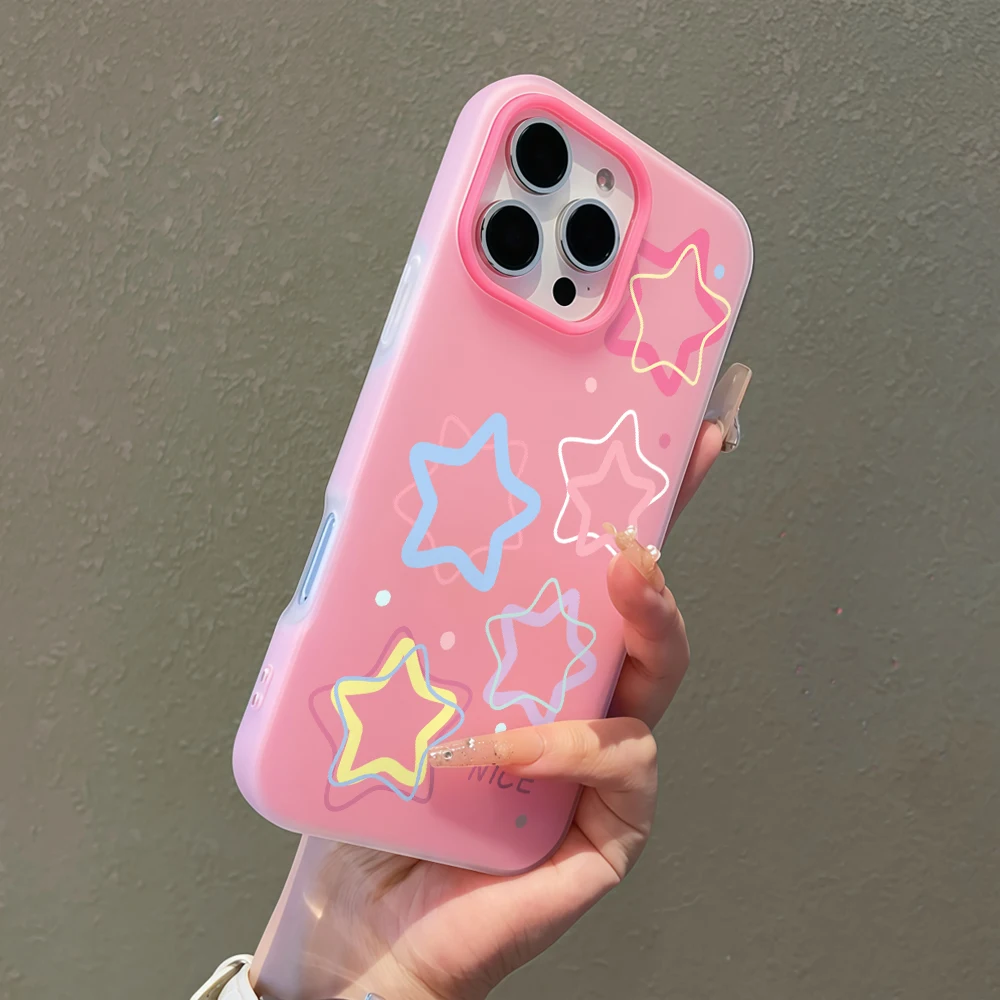 Coque de téléphone Kawaii Outlines Star Jelly pour Samsung Galaxy S26 S25 Ultra S24 S23 S22 Plus FE A55 A56 A54 A36 A34 A33 A35 5G