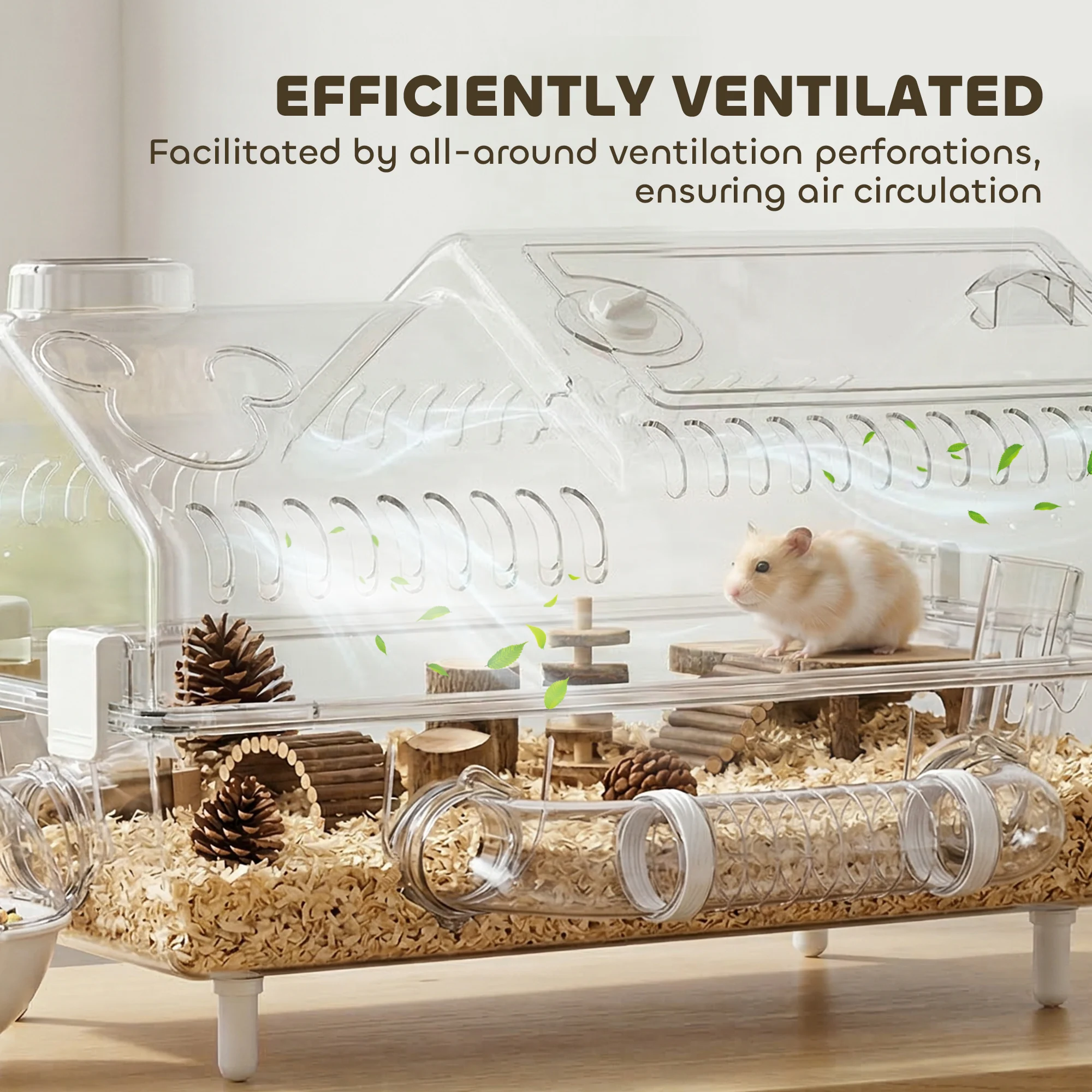 

Клетка для хомяка с большим колесом и укрытием, домик для мелких животных с аксессуарами, прозрачный домик для питомцев, 21,5 x 11,8 x 12,6 дюймов.