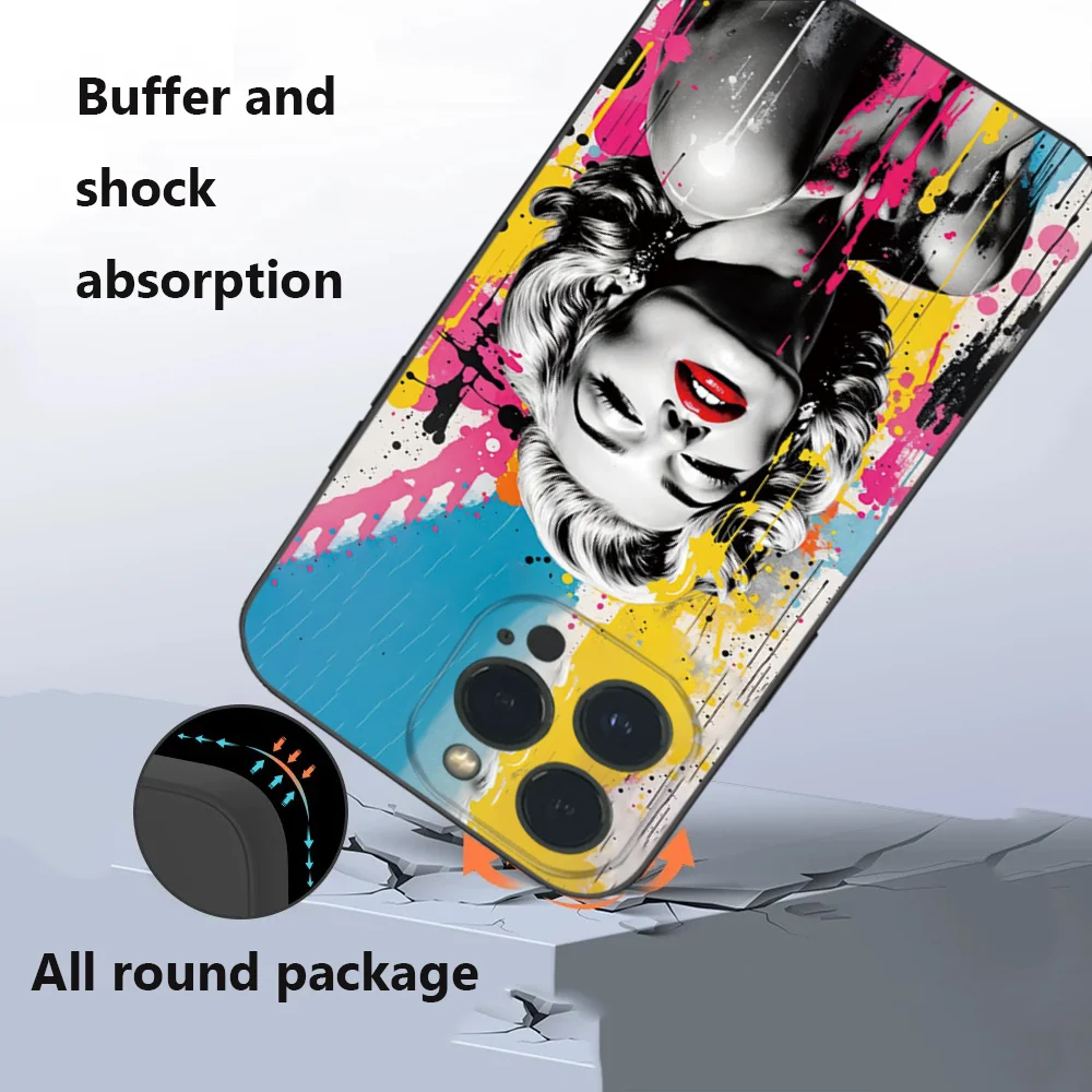 Сексуальный чехол для телефона M-Marilyn Monroe IPhone 16 15 14 13 12 Mini 11 Pro XS Max X XR SE5 6 7 8 Plus мягкий Фото №2