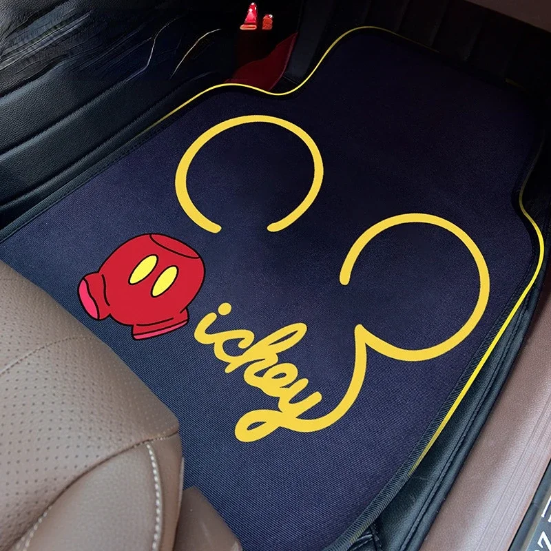 Disney Mickey Car Floor Mat Anime General Car Foot Pad Protective Pad Car Doormats Auto Interior Carpets Rugs Mats Accessories