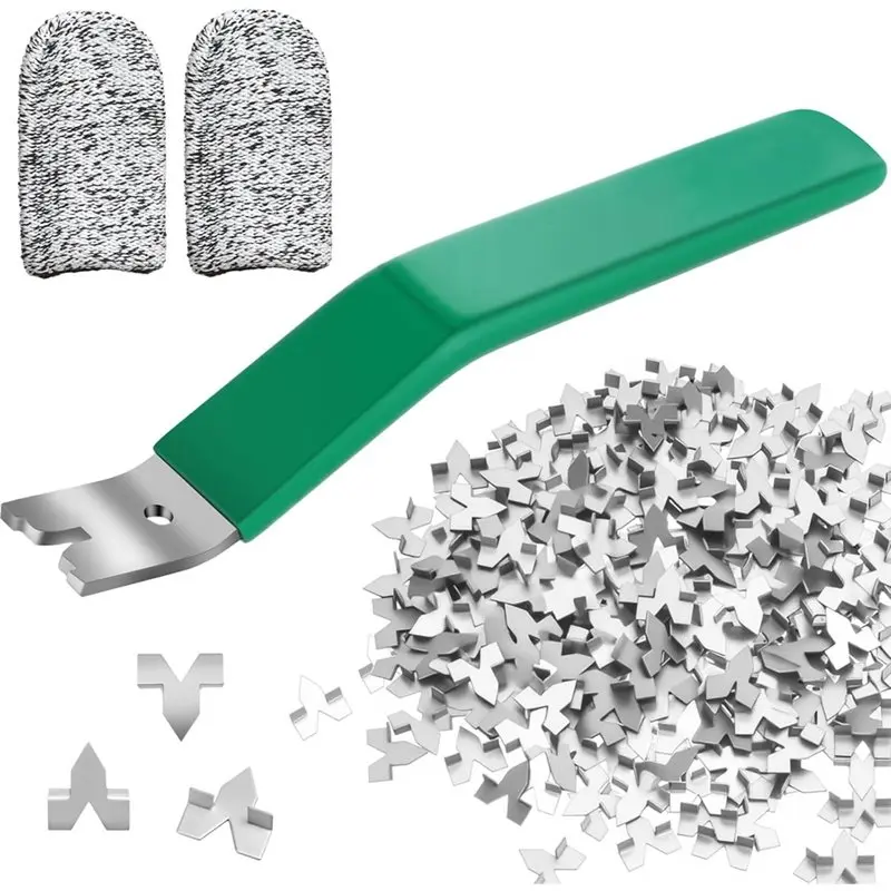 

ABBN-Glazing Points& 2 Finger Cots- Glazier Point Driver Tool(200Pcs) Easy-Grip Handle- For Framing Glass, Pictures