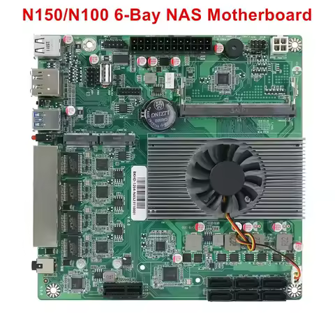 BKHD 6-Bay NAS Mainboard Low Power Intel N150 N100 6*SATA3.0 2*M.2 NVMe 4*2.5G 1*PCIE X1 1*DDR5 Firewall ITX Motherboard 17*17