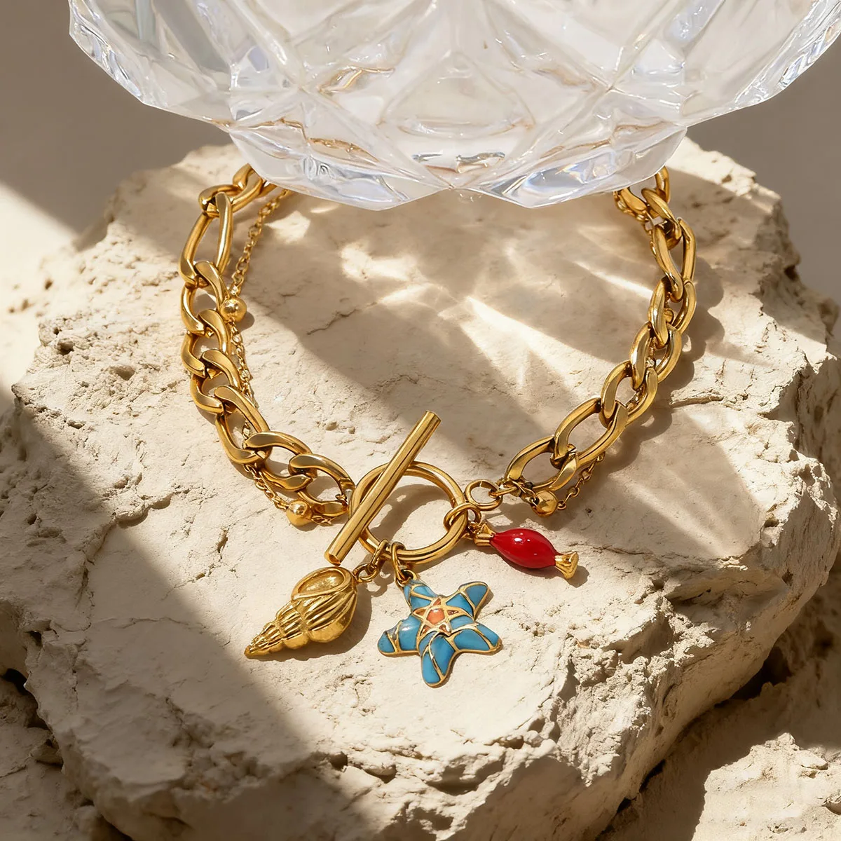 

SOVOB Blue Star Conch Pendant Bracelet Simple & Sweet Style For Women's/Girl's Bracelet Stainless Steel Jewelry Accessories Gift