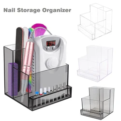 Nail Drill Bits Holder Display Clear Nail Display Box Transparent Makeup Brush Tweezers Storage Organizer Nail Manicure Tools