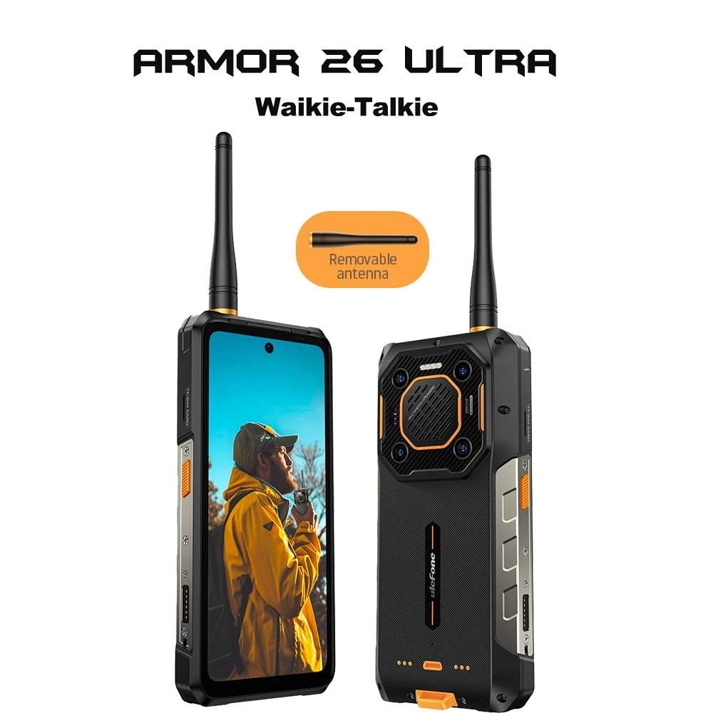 Ulefone Armor 26 Ultra Walkie Talkie 5G Rugged Waterproof Smartphone 120W 15600mAh 200MP NFC RAM Up to 24GB+ ROM 512GB