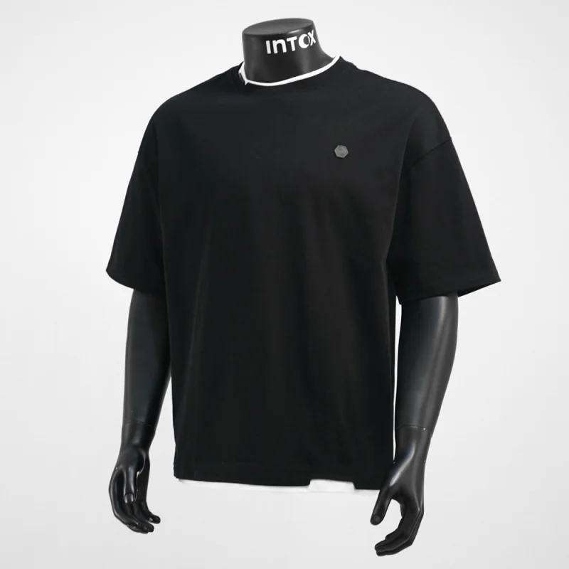 

2025 Summer Vacation Two Piece Design Round Neck Top for Men, Loose, Casual, Simple, Versatile, Trendy Short Sleeve T-shirt