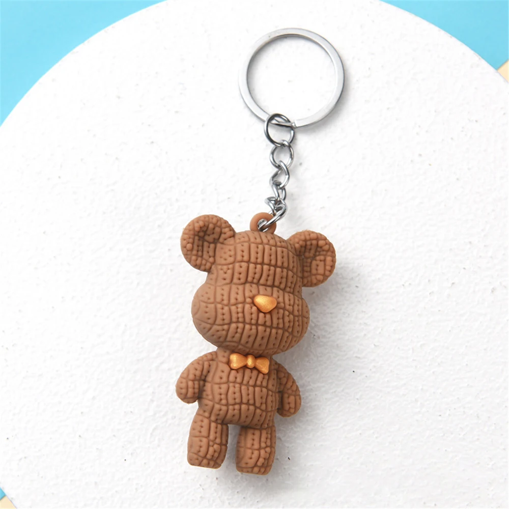 Cute Soft Rubber Bear Pendant Keychains For Women Car Key Chains Animal Key Ring Bag Backpack Adornment Couple Gift